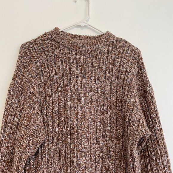 UNIVERSAL THREAD Crewneck Pullover Sweater Brown White Gray Chunky Knit Cotton M - Picture 4 of 14